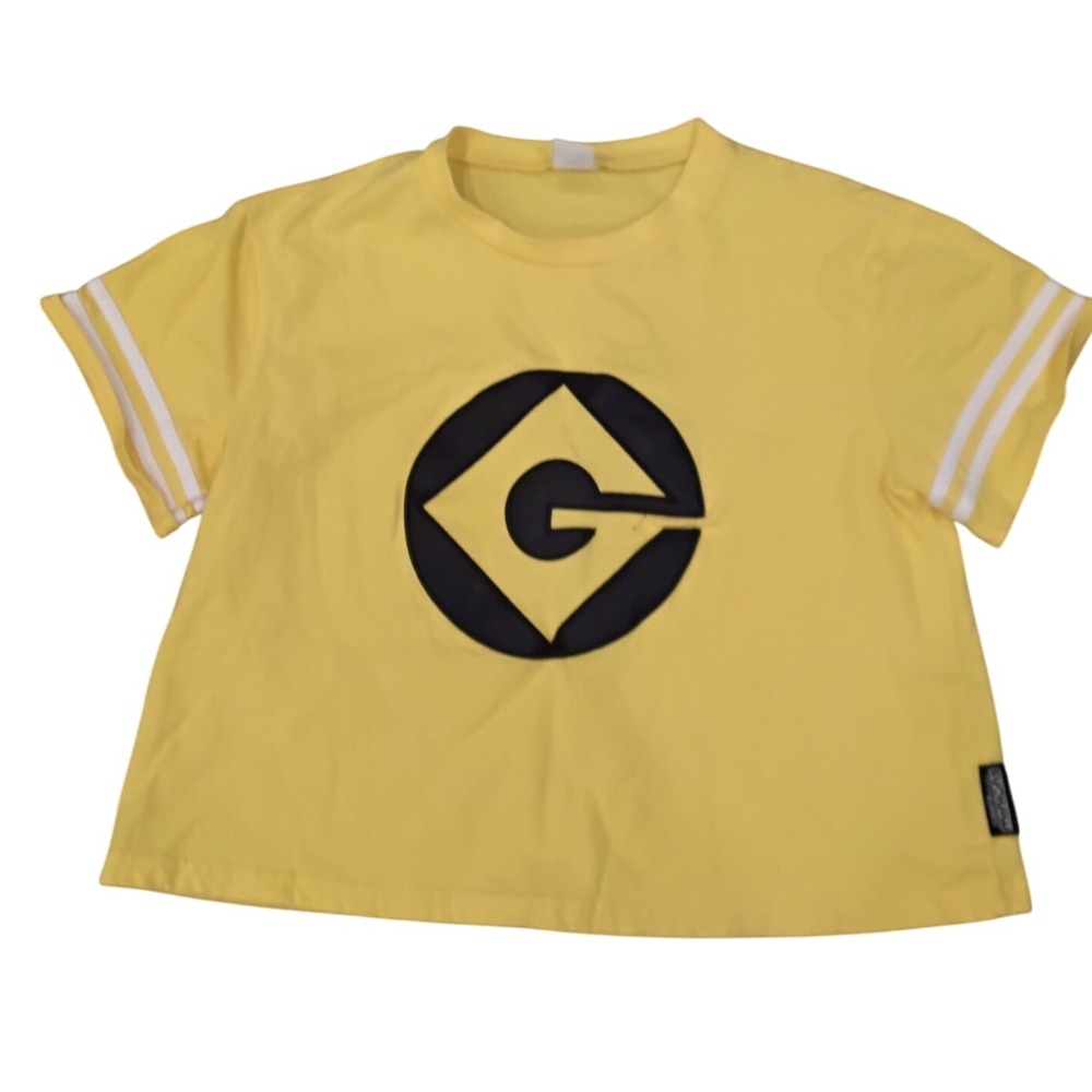 Minions Graphic Crop Top Yellow Crew Neck Short Sleeve Junior's Size M‎